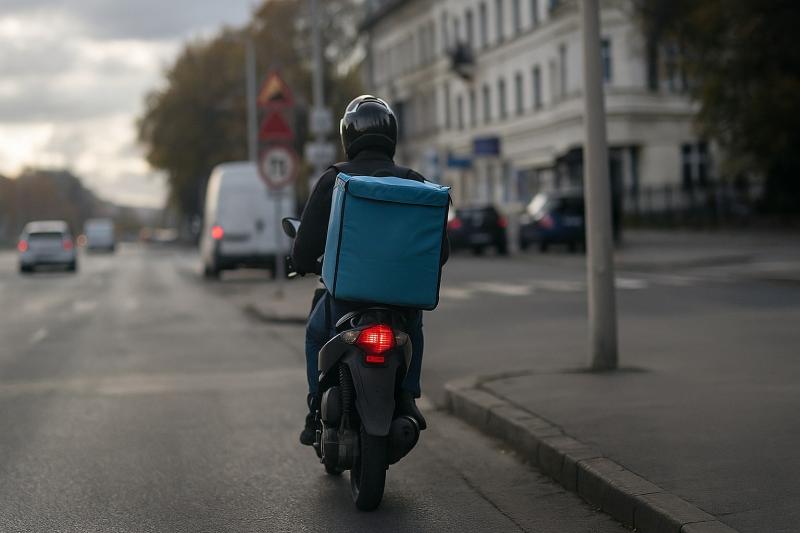 Olyan sebességgel száguldott az ételfutár a rendőrök elől, hogy még a frissen csomagolt étel is a szélbe repült a robogójáról.